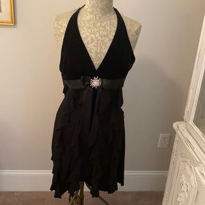 Black velvet halter dress